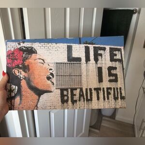 Street Art Canvas with Red and Black Accents